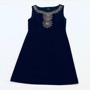 Tahari ASL dress Women's 10 black sleeveless sheath embellishments timeless